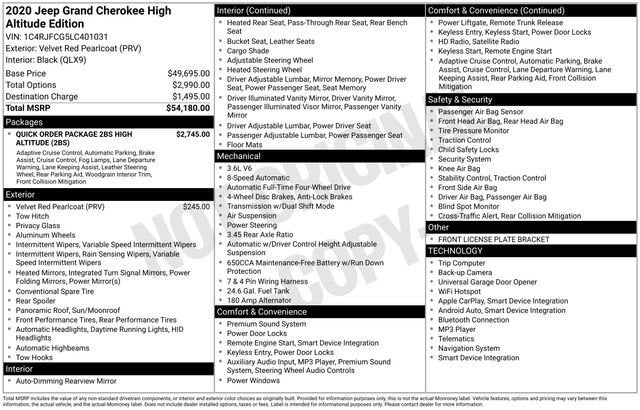 2020 Jeep Grand Cherokee High Altitude 4x4
