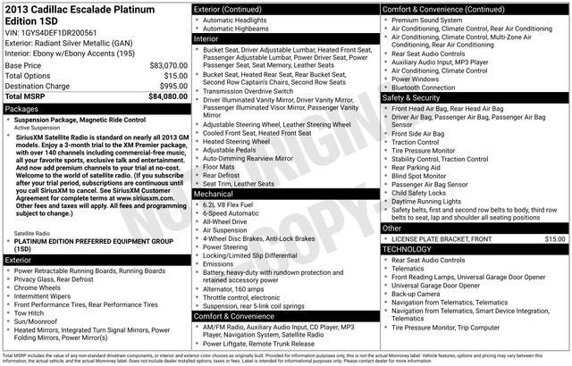2013 Cadillac Escalade Platinum Edition