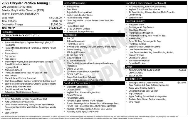 2022 Chrysler Pacifica Touring L