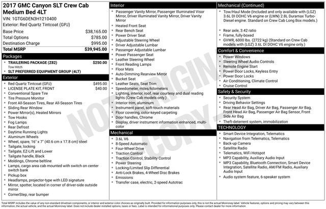 2017 GMC Canyon 4WD SLT